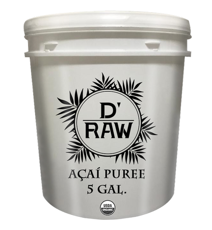 D'Raw Organic Unsweetened Acai Puree 5 Gal. (Medium Acai, 12%)