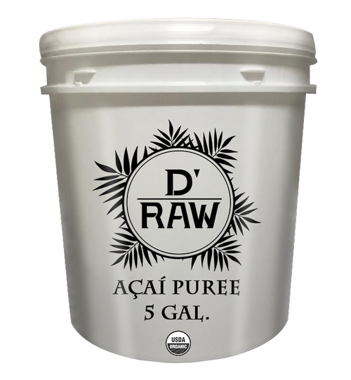 D'Raw Organic Unsweetened Acai Puree 5 Gal. (Medium Acai, 12%)