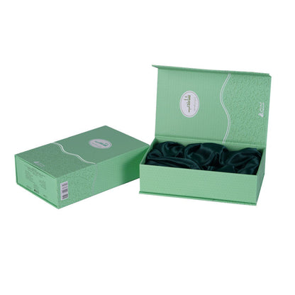 Custom Magnetic Luxury Gift Box with Green Satin Lined Insert