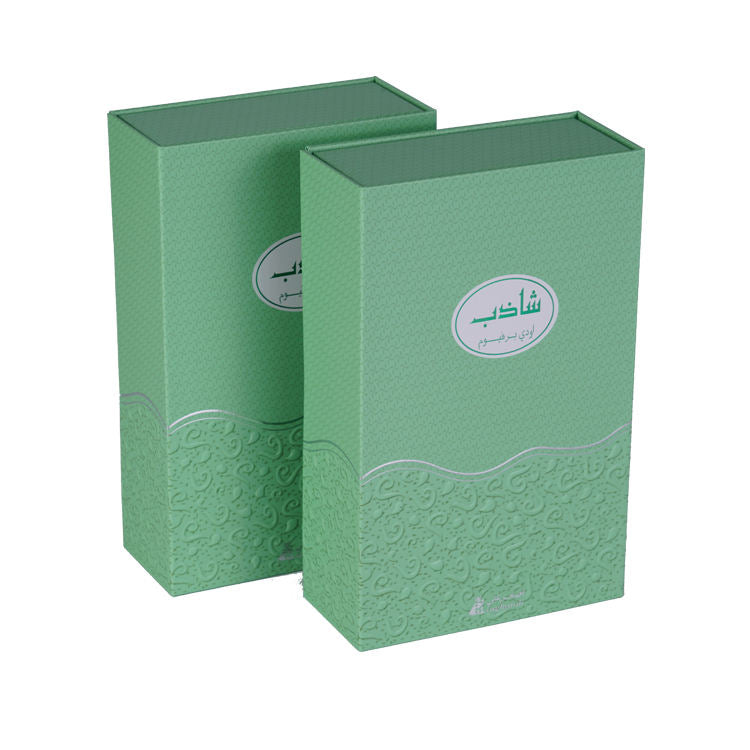 Custom Magnetic Luxury Gift Box with Green Satin Lined Insert