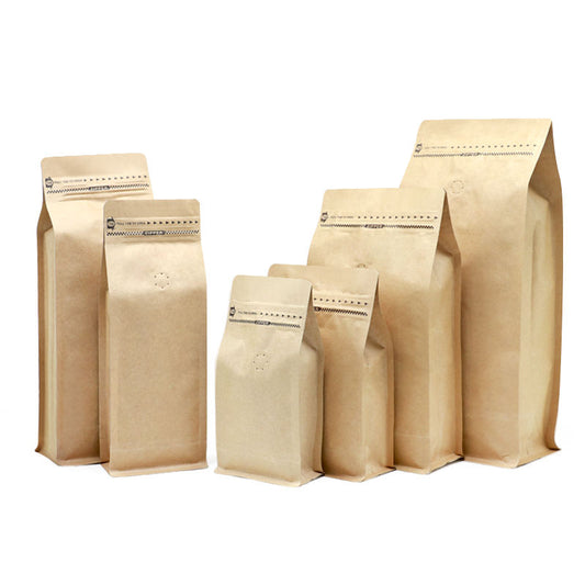 Biodegradable Custom Printed Kraft Coffee Bags with Valve & Pocket